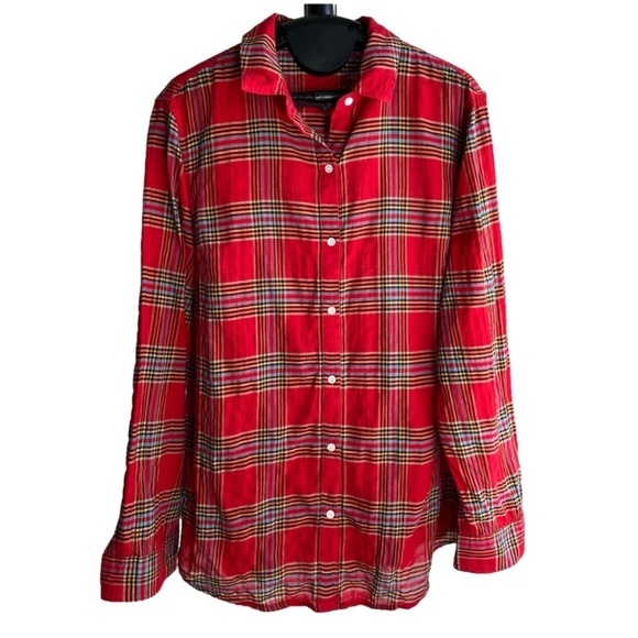 J.McLaughlin Lois Blouse Plaid Long Sleeves Light Fabric Summer Shirt, Size M - Picture 2 of 8